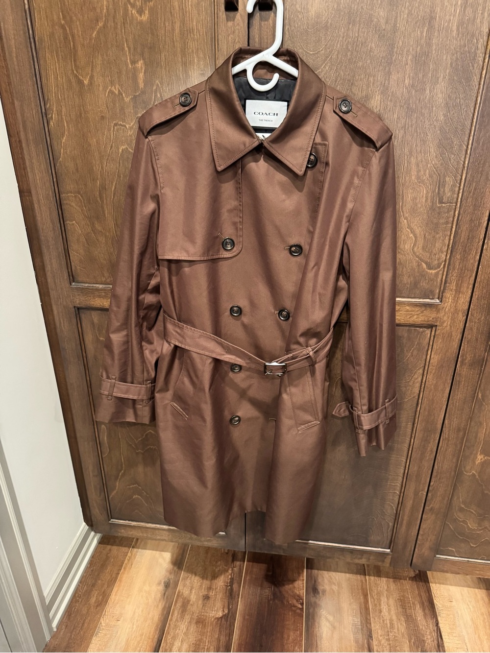 Woman’s Coach Brown Double-Breasted Trench Coat with Belt